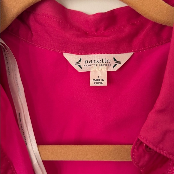 Nanette Lepore Fuchsia Lace Collared Button Down Dress‎ sz 4 - Picture 8 of 11